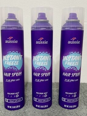 New! Aussie Instant Freeze Hairspray 24 Hour Style Lock Max Hold Lot of 3